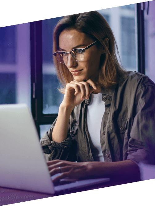 Woman working on a laptop