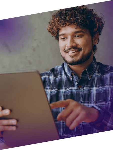 young man using tablet